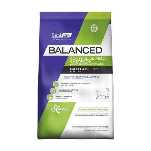Alimento VitalCat Balanced Control de Peso/Castrado para Gato