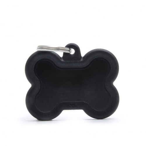 Chapita My Family Hueso De Aluminio Negro Con Goma Negra