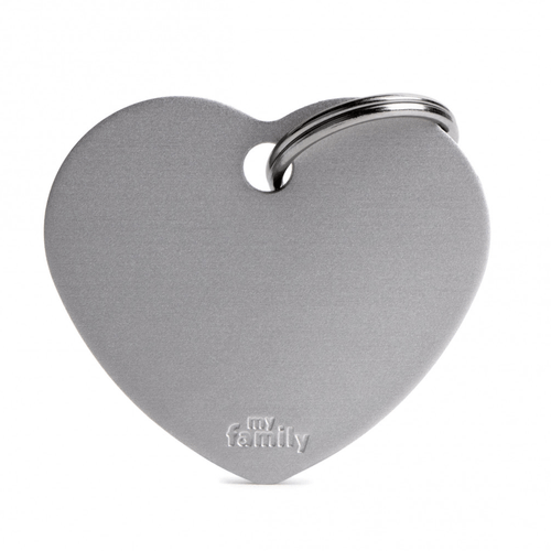 Chapita My Family Corazón De Aluminio Gris