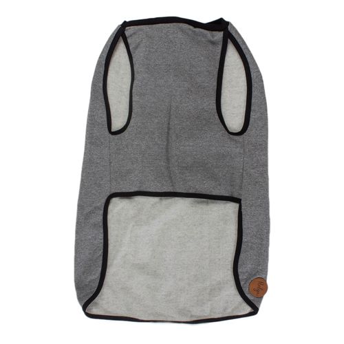 Chaleco Helga Friza Gris Borde Negro