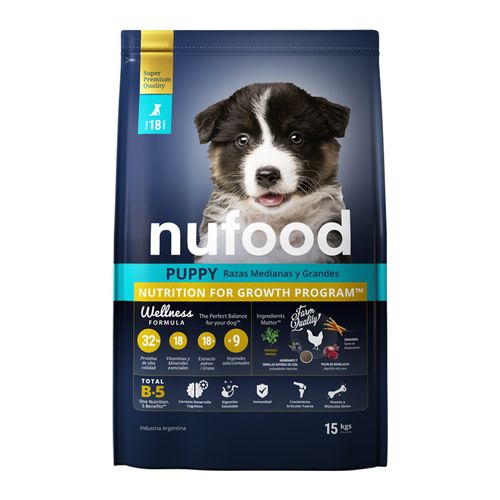 Alimento Nufood Para Perro Cachorro Mediano y Grande
