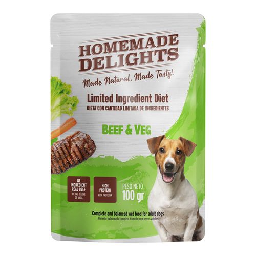 Pouch Homemade Delights Beef & Veg Perro Adulto