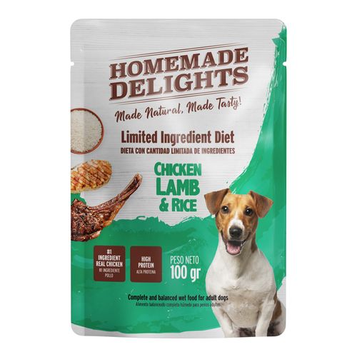 Pouch Homemade Delights Chicken, Lamb & Rice Perro Adulto