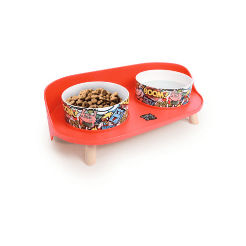 M-Pets Tazón Elevado Doble Urban Mix Color Para Gato