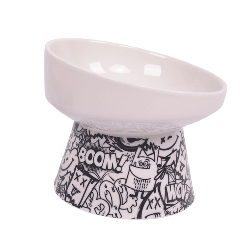 M-Pets Taza Elevada Urban B/N Para Perro
