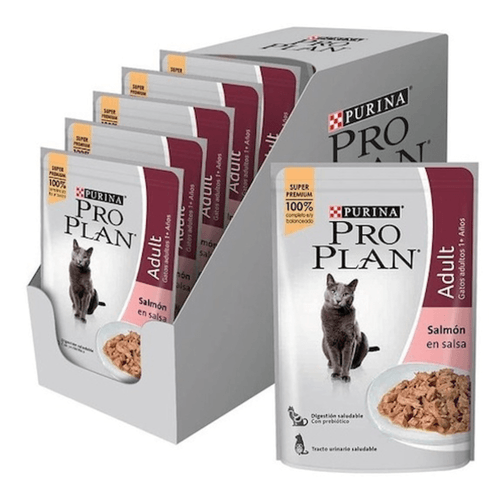 Caja x15 Alimento Húmedo Pouch  Pro Plan Wet Adult Cat Salmon x85g
