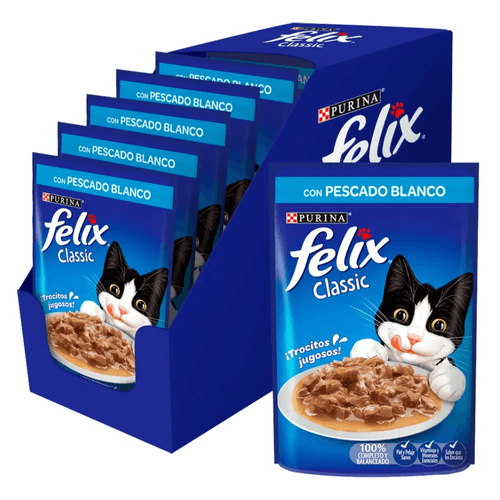 Combo Alimento Húmedo Pouch Felix Pescado Blanco Salsa x85gr x15
