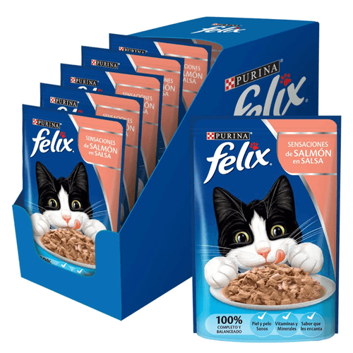Combo Alimento Húmedo Pouch  Felix  Salmón Salsa x85gr x15
