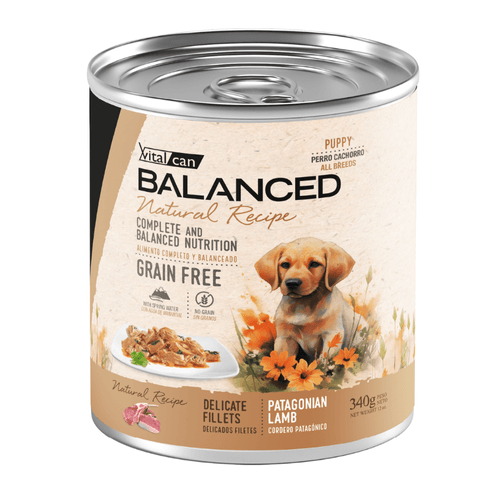 Lata Balanced Natural Recipe Cordero Perro Cachorro