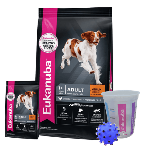 Combo Eukanuba Adulto Mediano 15 KG + 3KG  + Vaso Medidor + Pelota CM25