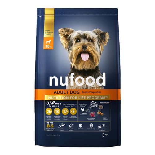 Alimento Nufood Perro Adulto Razas Pequeñas - 3 Kg