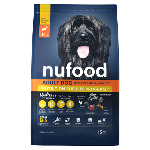 Alimento Nufood Perro Adulto Mediano y Grande - 3 Kg