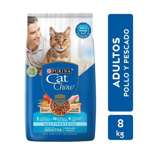 Alimento Cat Chow Adulto Pescado y Pollo - 8 Kg