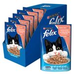 Caja x15 Alimento Húmedo Pouch Felix Salmon con salsa - 85 g-1772816922509