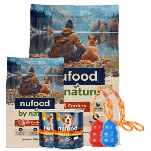 Combo Nufood Perro by nature cordero 12KG + 3KG + 2 Latas + Pelota